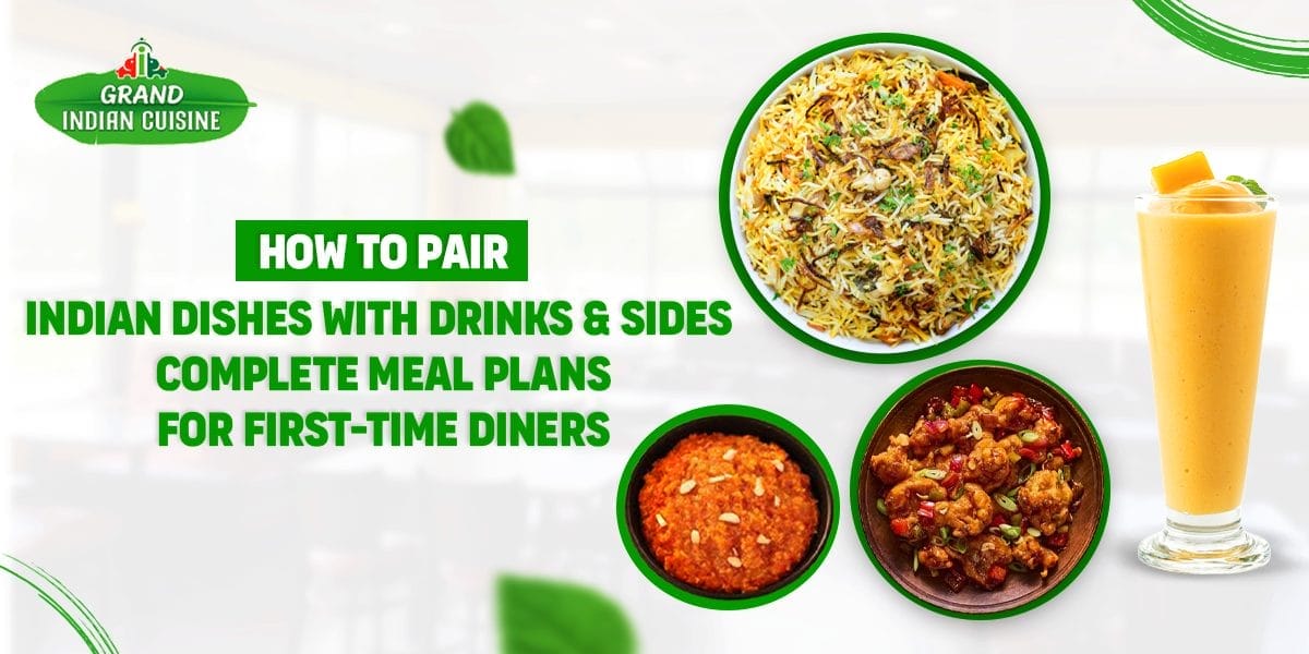 Indian dishes with drinks & sides